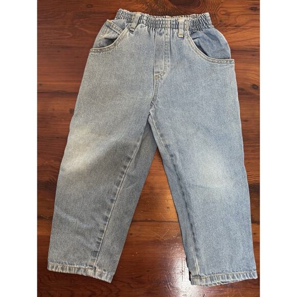 Vintage Pooch & Bobo Toddler Jeans 90s Pull On Elastic Waist 4T Unisex USA Made - Picture 1 of 9